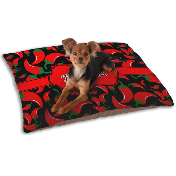 Custom Chili Peppers Dog Bed - Small w/ Name or Text