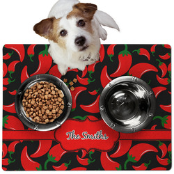 Chili Peppers Dog Food Mat - Medium w/ Name or Text