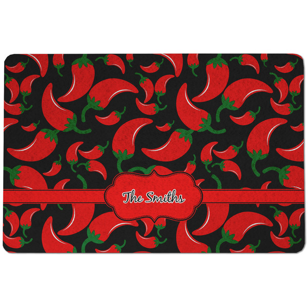 Custom Chili Peppers Dog Food Mat w/ Name or Text
