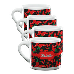 Chili Peppers Double Shot Espresso Cups - Set of 4 (Personalized)