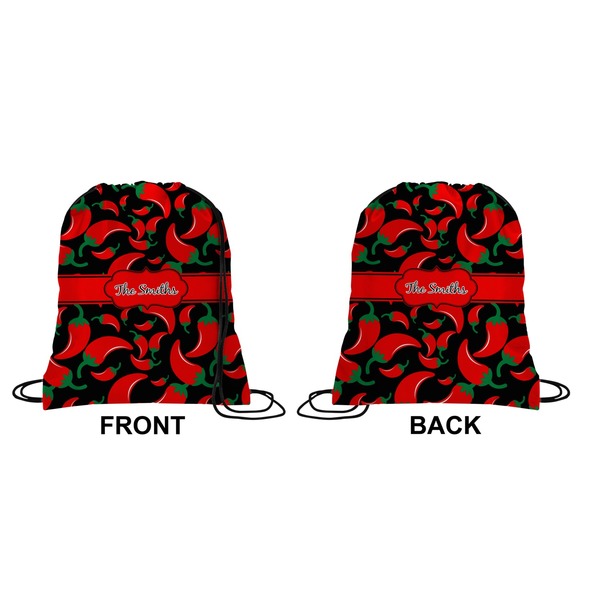 Chili Peppers Drawstring Backpack Front & Back Small