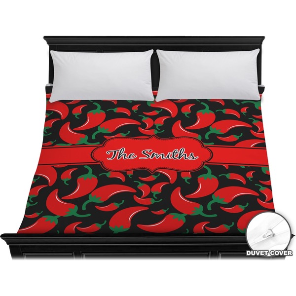 Custom Chili Peppers Duvet Cover - King (Personalized)