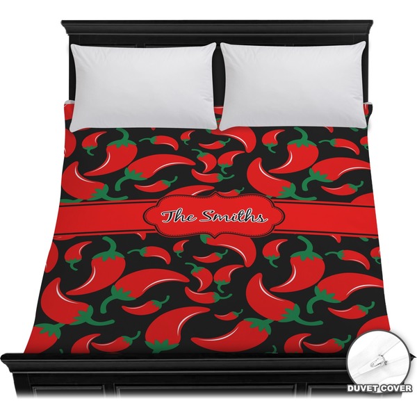 Custom Chili Peppers Duvet Cover - Full / Queen (Personalized)
