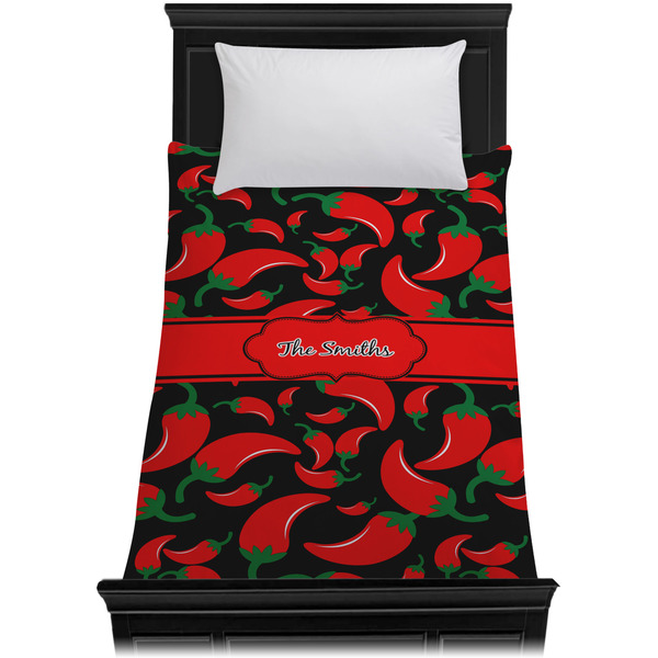 Chili Peppers Duvet Cover - Twin - On Bed - No Prop