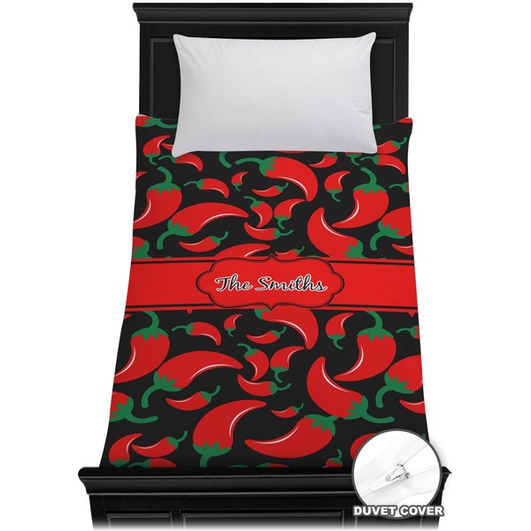 Custom Chili Peppers Duvet Cover - Twin (Personalized)