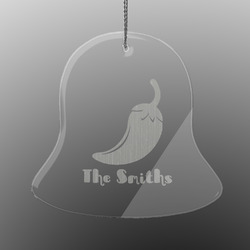 Chili Peppers Engraved Glass Ornament - Bell (Personalized)