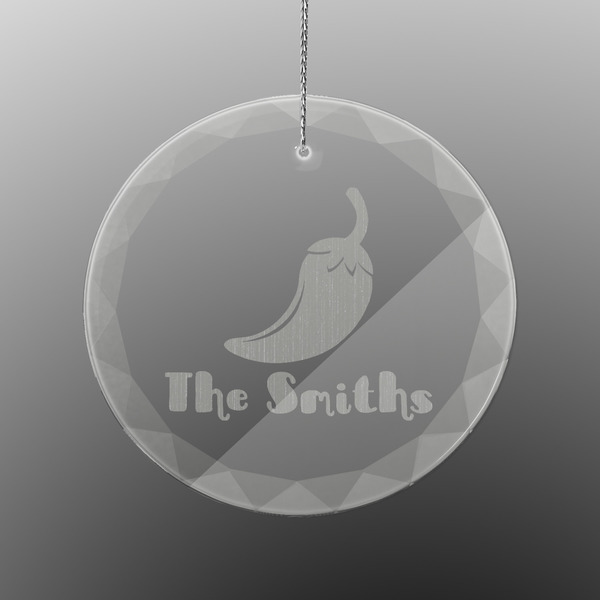 Custom Chili Peppers Engraved Glass Ornament - Round (Personalized)
