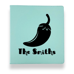Chili Peppers Leather Binder - 1" - Teal (Personalized)