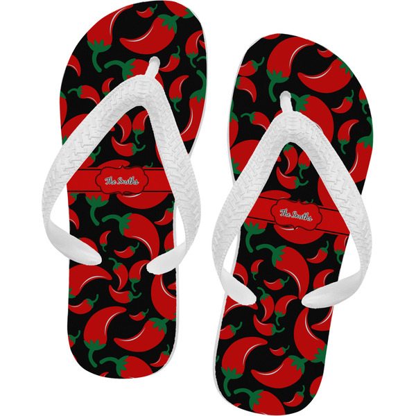 Custom Chili Peppers Flip Flops - Large (Personalized)
