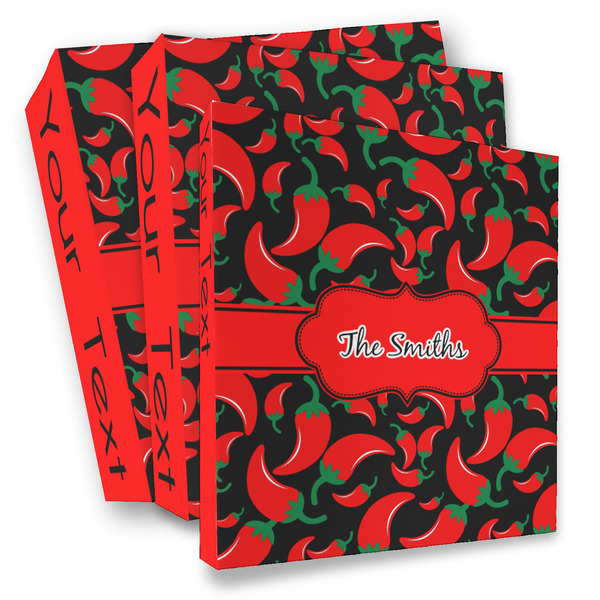 Custom Chili Peppers 3 Ring Binder - Full Wrap (Personalized)
