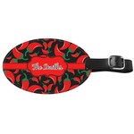 Chili Peppers Genuine Leather Oval Luggage Tag (Personalized)