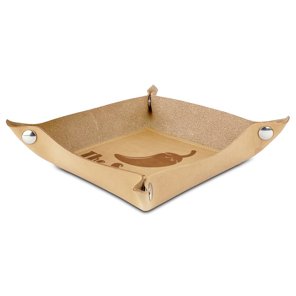 Chili Peppers Genuine Leather Valet Trays - ANGLE (folded)