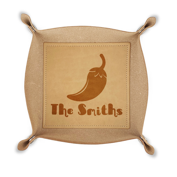 Custom Chili Peppers Genuine Leather Dice Tray (Personalized)