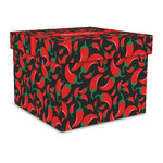 Chili Peppers Gift Box with Lid - Canvas Wrapped - Large (Personalized)