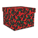Chili Peppers Gift Box with Lid - Canvas Wrapped - Large (Personalized)