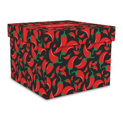 Chili Peppers Gift Box with Lid - Canvas Wrapped - Large (Personalized)