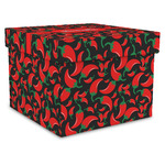 Chili Peppers Gift Box with Lid - Canvas Wrapped - X-Large (Personalized)
