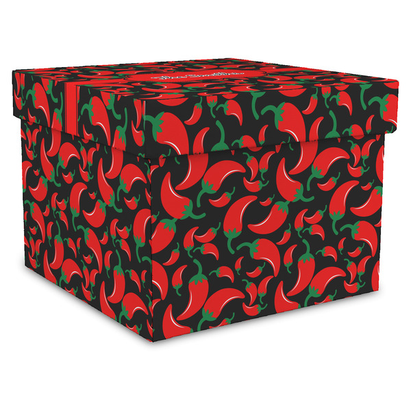 Custom Chili Peppers Gift Box with Lid - Canvas Wrapped - X-Large (Personalized)