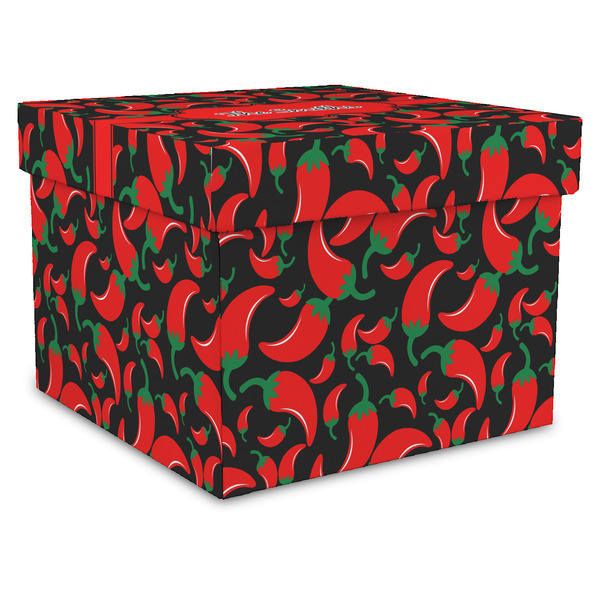 Custom Chili Peppers Gift Box with Lid - Canvas Wrapped - XX-Large (Personalized)