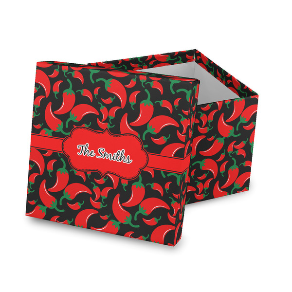 Custom Chili Peppers Gift Box with Lid - Canvas Wrapped (Personalized)