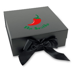 Chili Peppers Gift Box with Magnetic Lid - Black (Personalized)
