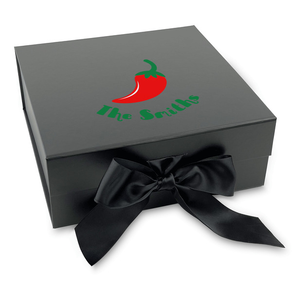 Custom Chili Peppers Gift Box with Magnetic Lid - Black (Personalized)