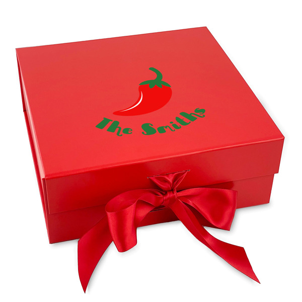Custom Chili Peppers Gift Box with Magnetic Lid - Red (Personalized)