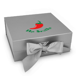 Chili Peppers Gift Box with Magnetic Lid - Silver (Personalized)