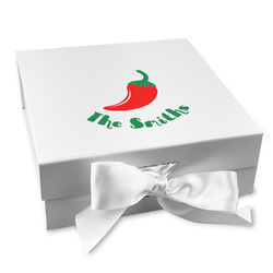 Chili Peppers Gift Box with Magnetic Lid - White (Personalized)