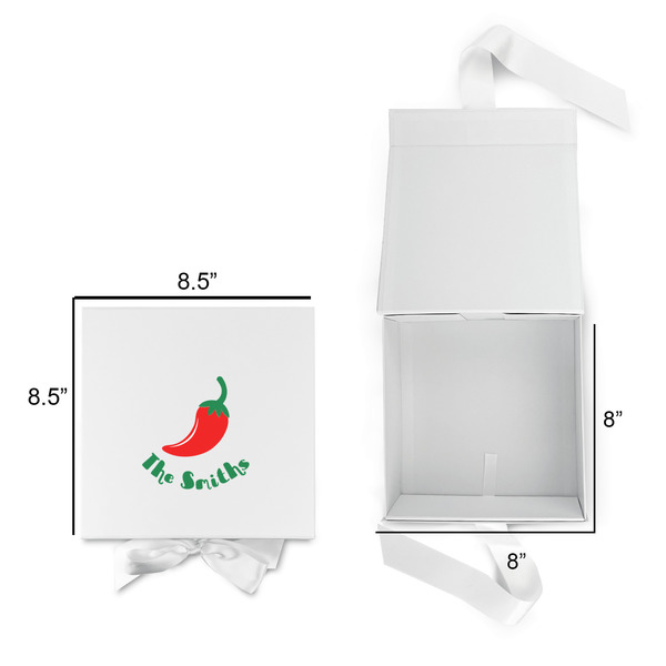 Chili Peppers Gift Boxes with Magnetic Lid - White - Open & Closed