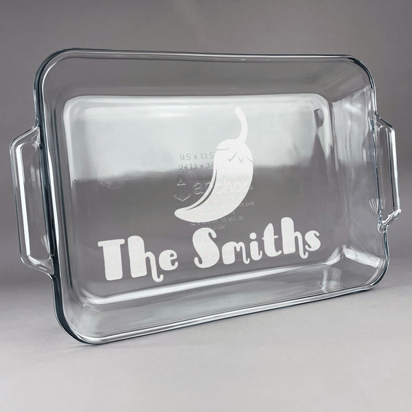 Custom Chili Peppers Glass Baking Dish - 13in x 9in (Personalized)