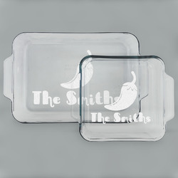 Chili Peppers Set of Glass Baking & Cake Dish - 13in x 9in & 8in x 8in (Personalized)