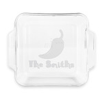 Chili Peppers Glass Cake Dish with Truefit Lid - 8in x 8in (Personalized)