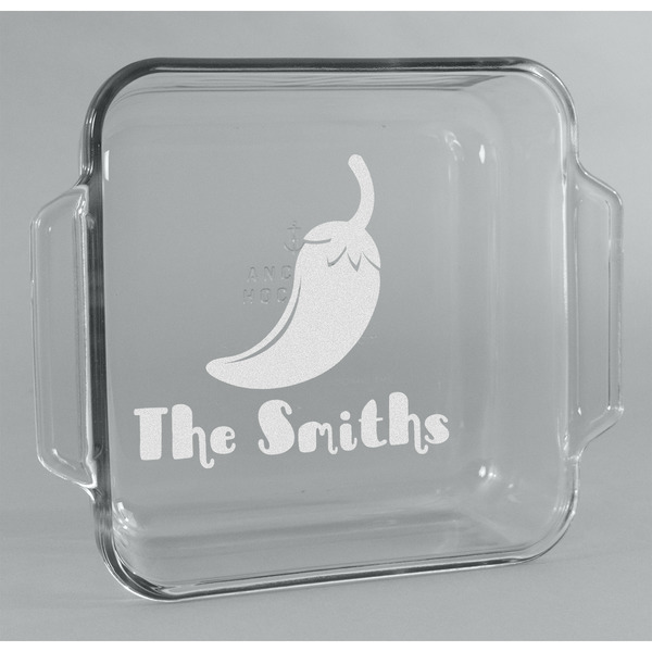 Custom Chili Peppers Glass Cake Dish - 8in x 8in (Personalized)