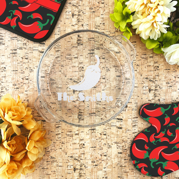 Chili Peppers Glass Pie Dish - LIFESTYLE