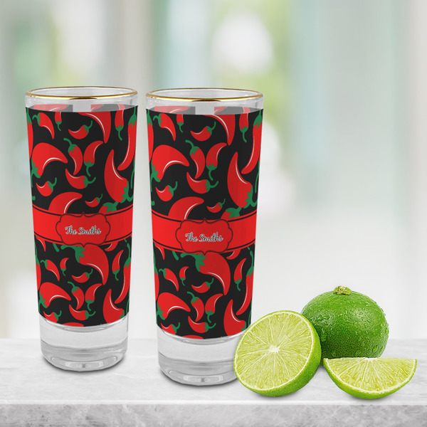 Chili Peppers Glass Shot Glass - 2 oz - LIFESTYLE