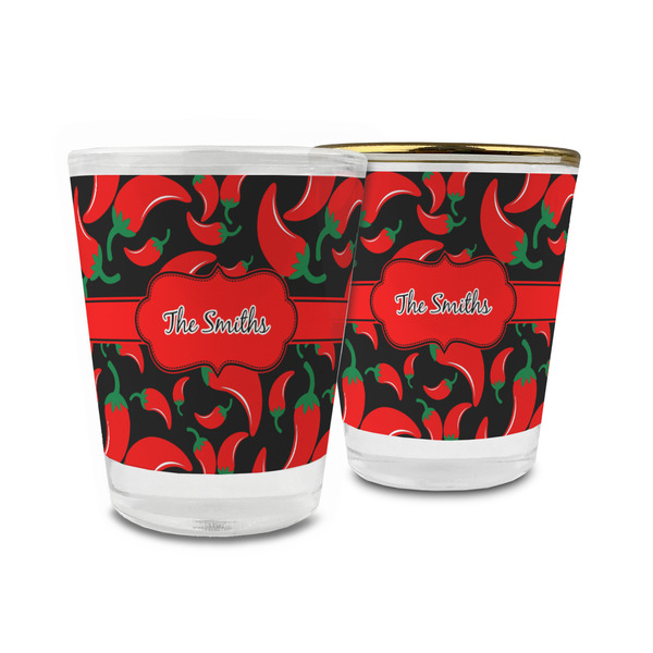 Custom Chili Peppers Glass Shot Glass - 1.5 oz (Personalized)
