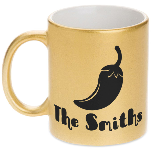 Custom Chili Peppers Metallic Gold Mug (Personalized)