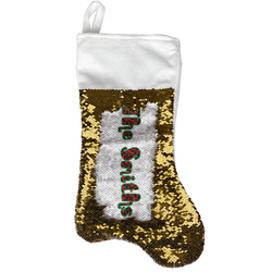 Chili Peppers Reversible Sequin Stocking - Gold (Personalized)