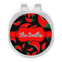 Chili Peppers Golf Ball Marker - Hat Clip - Silver