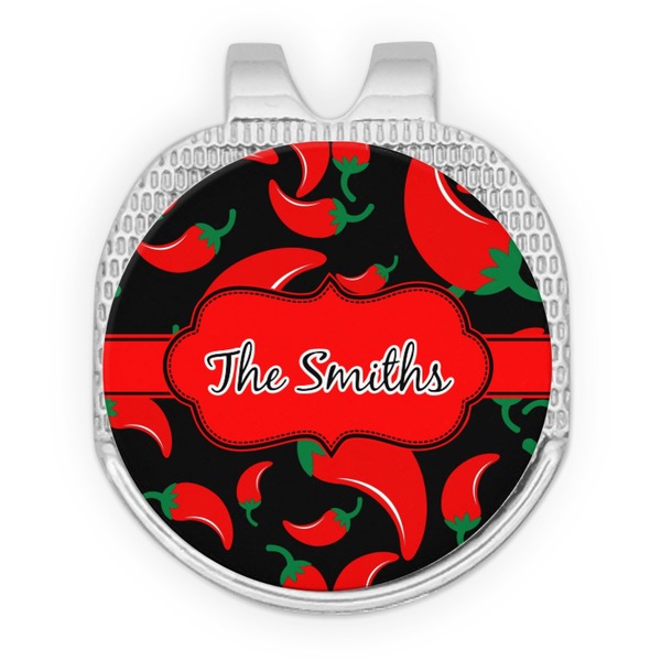 Custom Chili Peppers Golf Ball Marker - Hat Clip - Silver