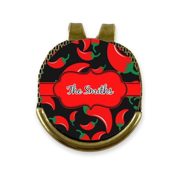 Custom Chili Peppers Golf Ball Marker - Hat Clip - Gold