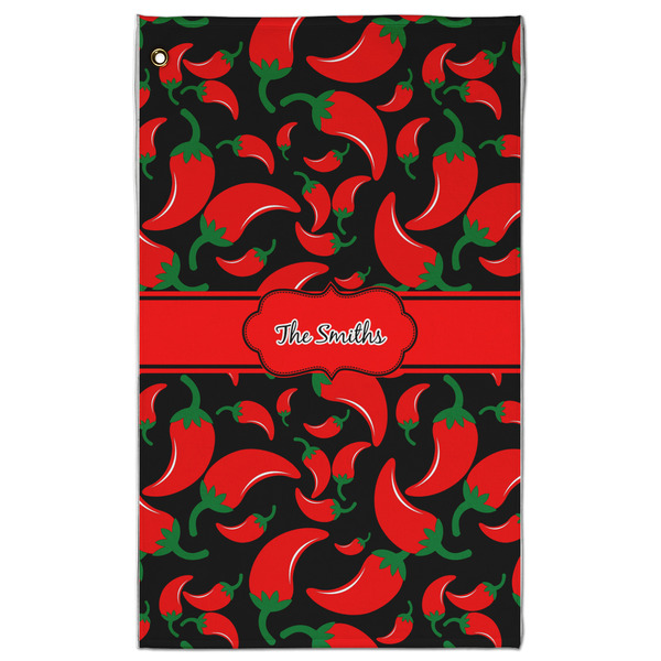 Custom Chili Peppers Golf Towel - Poly-Cotton Blend w/ Name or Text