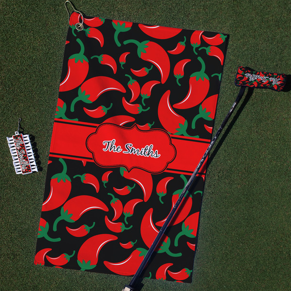 Custom Chili Peppers Golf Towel Gift Set (Personalized)