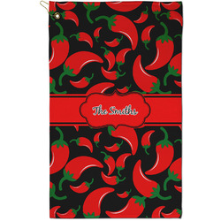 Chili Peppers Golf Towel - Poly-Cotton Blend - Small w/ Name or Text