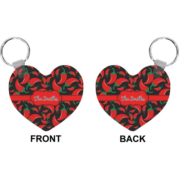 Chili Peppers Heart Keychain (Front + Back)