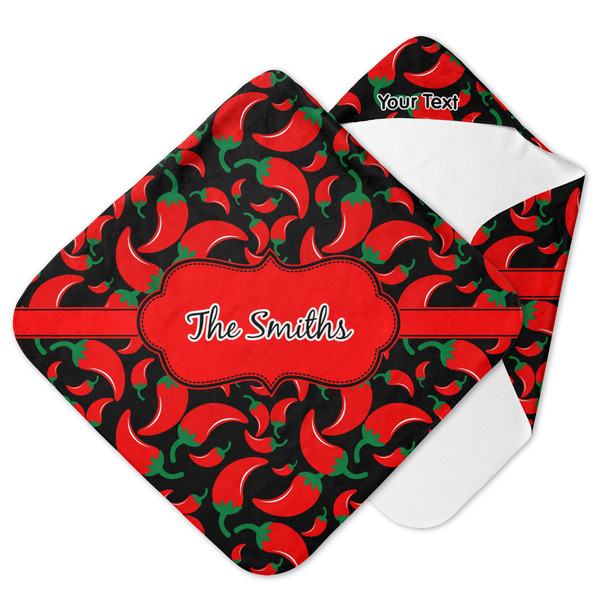 Custom Chili Peppers Hooded Baby Towel (Personalized)