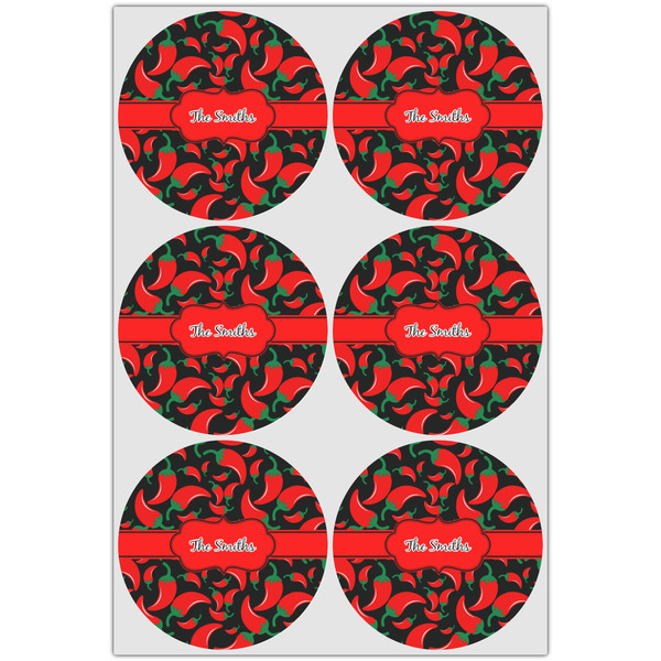 Chili Peppers Icing Circle - Large - Set of 6