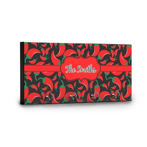 Chili Peppers Key Hanger - Front View with Hooks