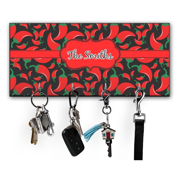 Custom Chili Peppers Key Hanger w/ 4 Hooks w/ Name or Text
